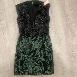 NBD Revolve Black & Teal Mini Dress
